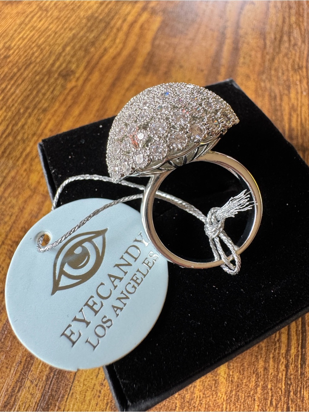 Eye Candy Dome Cocktail Ring Pave Crystals Size 8.5